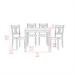 Ivy 5 Piece Dining Set- Square Top Table- 4 X Back Chairs- Brown Solid Wood