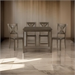 Ivy 5 Piece Dining Set- Square Top Table- 4 X Back Chairs- Brown Solid Wood
