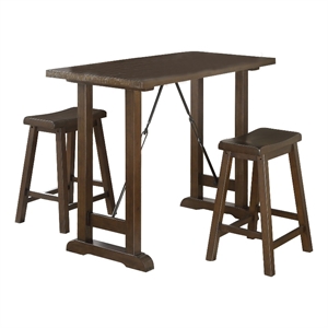 Neil 3 Piece Counter Height Set- 1 Table- 2 Stools- Cherry Brown Solid Wood