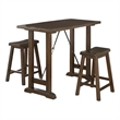 Neil 3 Piece Counter Height Set- 1 Table- 2 Stools- Cherry Brown Solid Wood