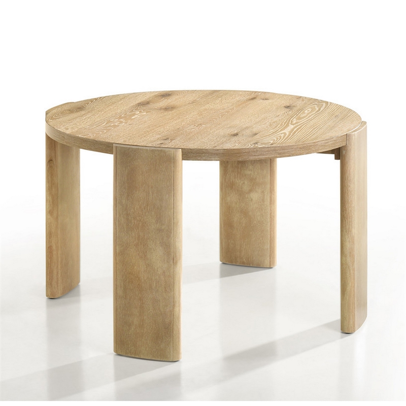 Bowny Dining Table Set with 4 Chairs- Round Top- Oak Brown Finish- Wood