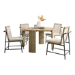 Bowny Dining Table Set with 4 Chairs- Round Top- Oak Brown Finish- Wood