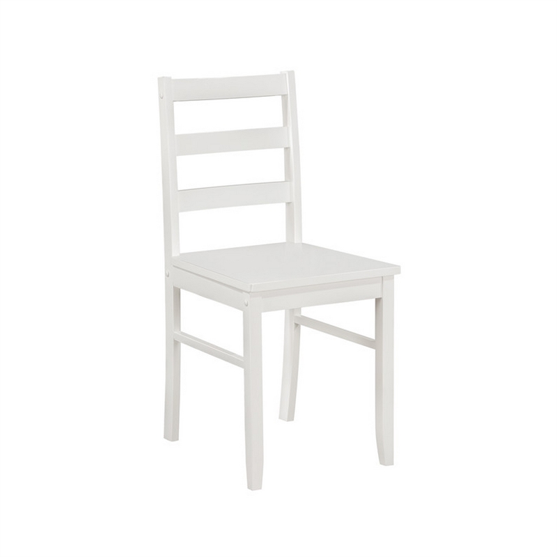 Lav 5 Piece Dining Table and 4 Chair Set- Open Backs- White Solid Wood