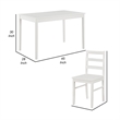 Lav 5 Piece Dining Table and 4 Chair Set- Open Backs- White Solid Wood