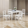 Lav 5 Piece Dining Table and 4 Chair Set- Open Backs- White Solid Wood