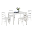Lav 5 Piece Dining Table and 4 Chair Set- Open Backs- White Solid Wood