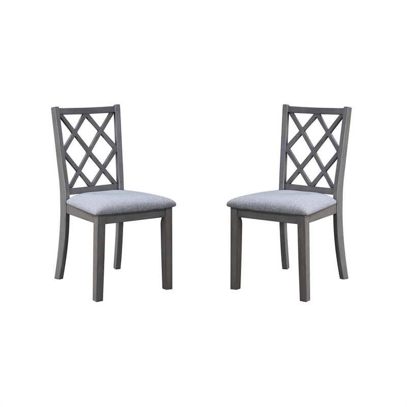 Lisle 5 Piece Extendable Dining Table and 4 Crossback Chair Set- Gray Wood