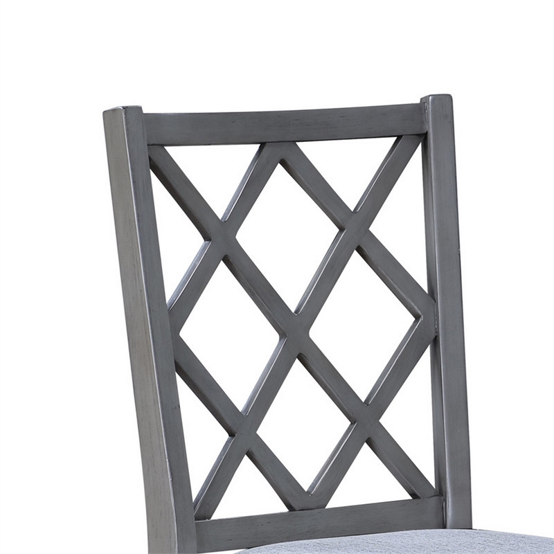 Lisle 5 Piece Extendable Dining Table and 4 Crossback Chair Set- Gray Wood