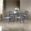 Lisle 5 Piece Extendable Dining Table and 4 Crossback Chair Set- Gray Wood