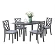 Lisle 5 Piece Extendable Dining Table and 4 Crossback Chair Set- Gray Wood