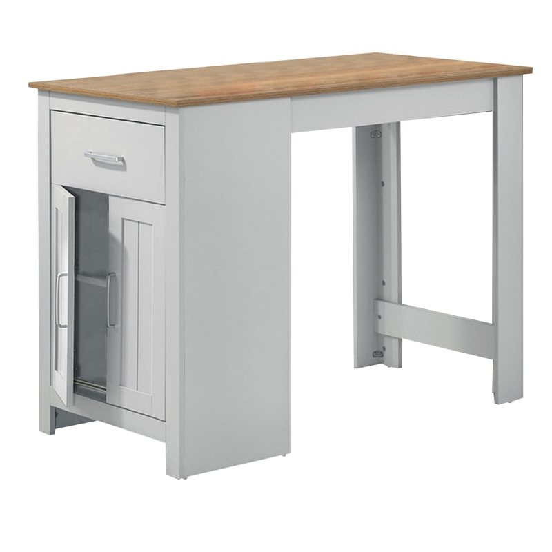 Lon 3pc Counter Height Dining Table and Saddle Stool Set- White- Oak