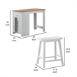Lon 3pc Counter Height Dining Table and Saddle Stool Set- White- Oak
