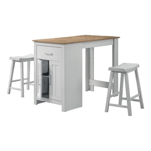 Lon 3pc Counter Height Dining Table and Saddle Stool Set- White- Oak