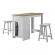 Lon 3pc Counter Height Dining Table and Saddle Stool Set- White- Oak