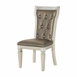 Juhi 21 Inch Side Dining Chairs Set of 2- Mirror Trim Frame- Faux Leather