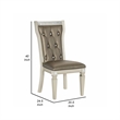 Juhi 21 Inch Side Dining Chairs Set of 2- Mirror Trim Frame- Faux Leather