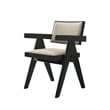 Bili 3pc Dining Armchair and Side Table Set- Open Backrests- Beige- Black