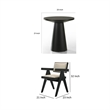 Bili 3pc Dining Armchair and Side Table Set- Open Backrests- Beige- Black