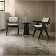Bili 3pc Dining Armchair and Side Table Set- Open Backrests- Beige- Black