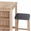 Dawny 3pc Counter Height Table Set with Stools- Shelves- Brown Oak Wood