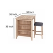 Dawny 3pc Counter Height Table Set with Stools- Shelves- Brown Oak Wood