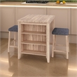 Dawny 3pc Counter Height Table Set with Stools- Shelves- Brown Oak Wood