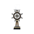 Capi 3pc Candle Holder Set w Candles- Bronze Wheel Shape- Solid Base