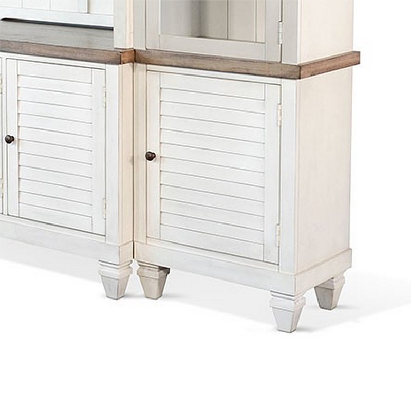 Dean Console with Hutch TV Media Wall Unit- Brown- White 119 Inch