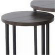 Flint 2 Piece Nesting Table Set- Dark Brown Mahogany- Black Metal Base