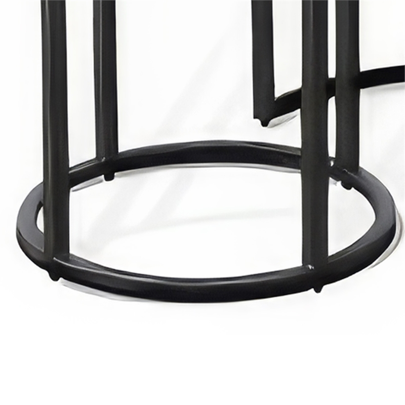 Flint 2 Piece Nesting Table Set- Dark Brown Mahogany- Black Metal Base