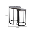 Flint 2 Piece Nesting Table Set- Dark Brown Mahogany- Black Metal Base