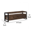 Flint TV Media Console- 3 Drawers- 2 Shelves- Dark Brown Wood- 64 Inch