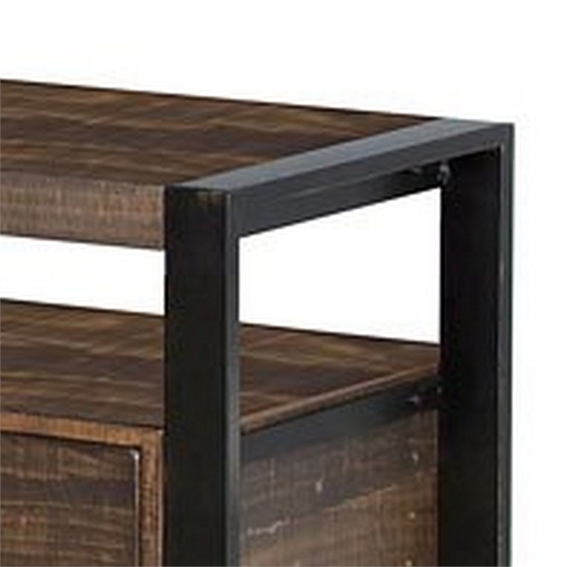 Flint TV Media Console- 3 Drawers- 2 Shelves- Dark Brown Wood- 64 Inch