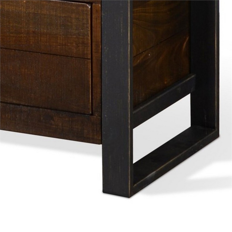 Flint TV Media Console- 3 Drawers- 2 Shelves- Dark Brown Wood- 78 Inch