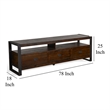 Flint TV Media Console- 3 Drawers- 2 Shelves- Dark Brown Wood- 78 Inch