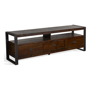 Flint TV Media Console- 3 Drawers- 2 Shelves- Dark Brown Wood- 78 Inch