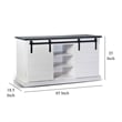 Zena TV Media Console- 3 Shelves- 2 Barn Doors- White- Brown- 65 Inch