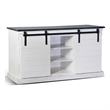 Zena TV Media Console- 3 Shelves- 2 Barn Doors- White- Brown- 65 Inch