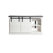 Zena TV Media Console- 3 Shelves- 2 Barn Doors- White- Brown- 65 Inch