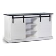 Zena TV Media Console- 3 Shelves- 2 Barn Doors- White- Brown- 65 Inch