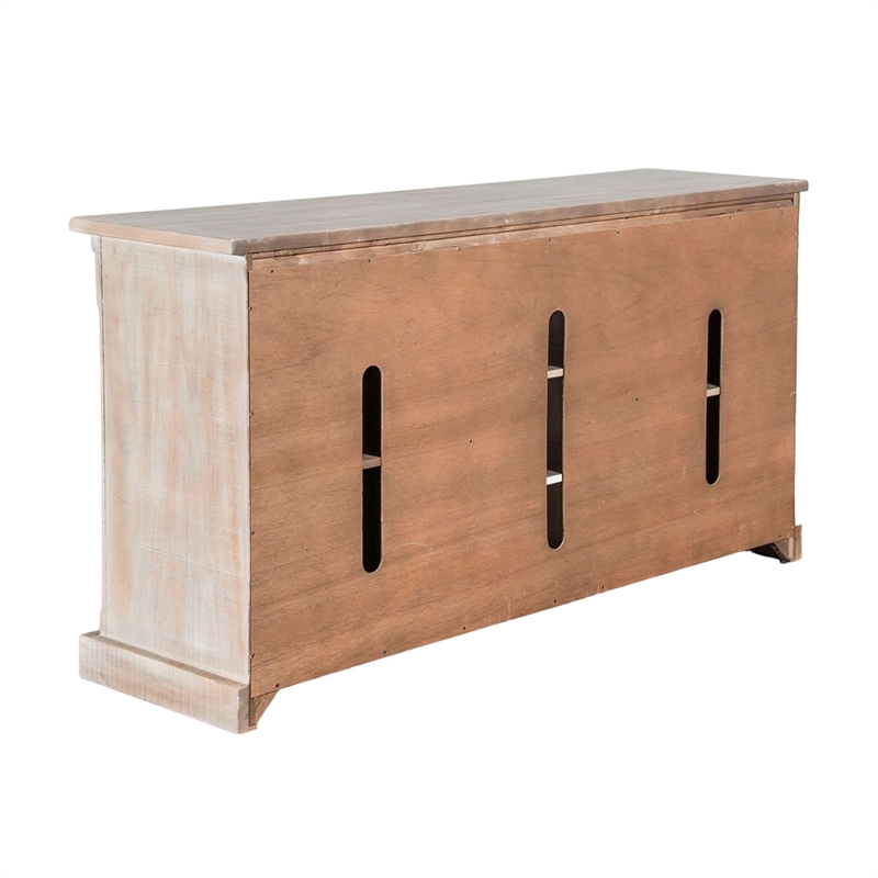 Zena TV Media Console- 3 Shelves- 2 Barn Doors- Taupe Wood- 65 Inch
