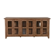 Yael TV Media Console- 6 Shelf- Glass Doors- 70 Inch Light Brown Wood