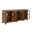 Yael TV Media Console- 6 Shelf- Glass Doors- 70 Inch Light Brown Wood