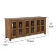 Yael TV Media Console- 6 Shelf- Glass Doors- 70 Inch Light Brown Wood