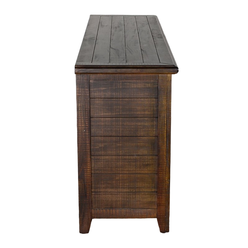 Yael TV Media Console- 6 Shelves- Glass Doors- 70 Inch Dark Brown Wood