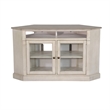 Sain Corner TV Media Console- 6 Shelf- 2 Glass Door 55 Inch Taupe Wood