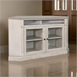 Sain Corner TV Media Console- 6 Shelf- 2 Glass Door 55 Inch Taupe Wood