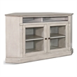 Sain Corner TV Media Console- 6 Shelf- 2 Glass Door 55 Inch Taupe Wood