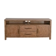 Yael TV Media Console- 4 Shelves- 2 Drawers- Light Brown Wood- 66 Inch