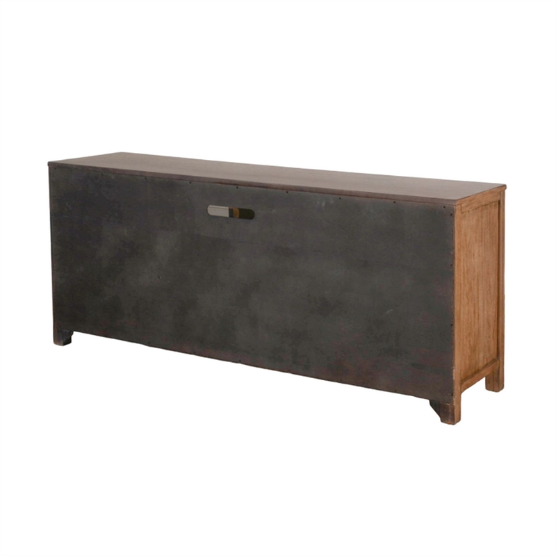 Yael TV Media Console- 4 Shelves- 2 Drawers- Light Brown Wood- 66 Inch